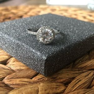 CZ and Sterling Round Halo engagement ring Size 8